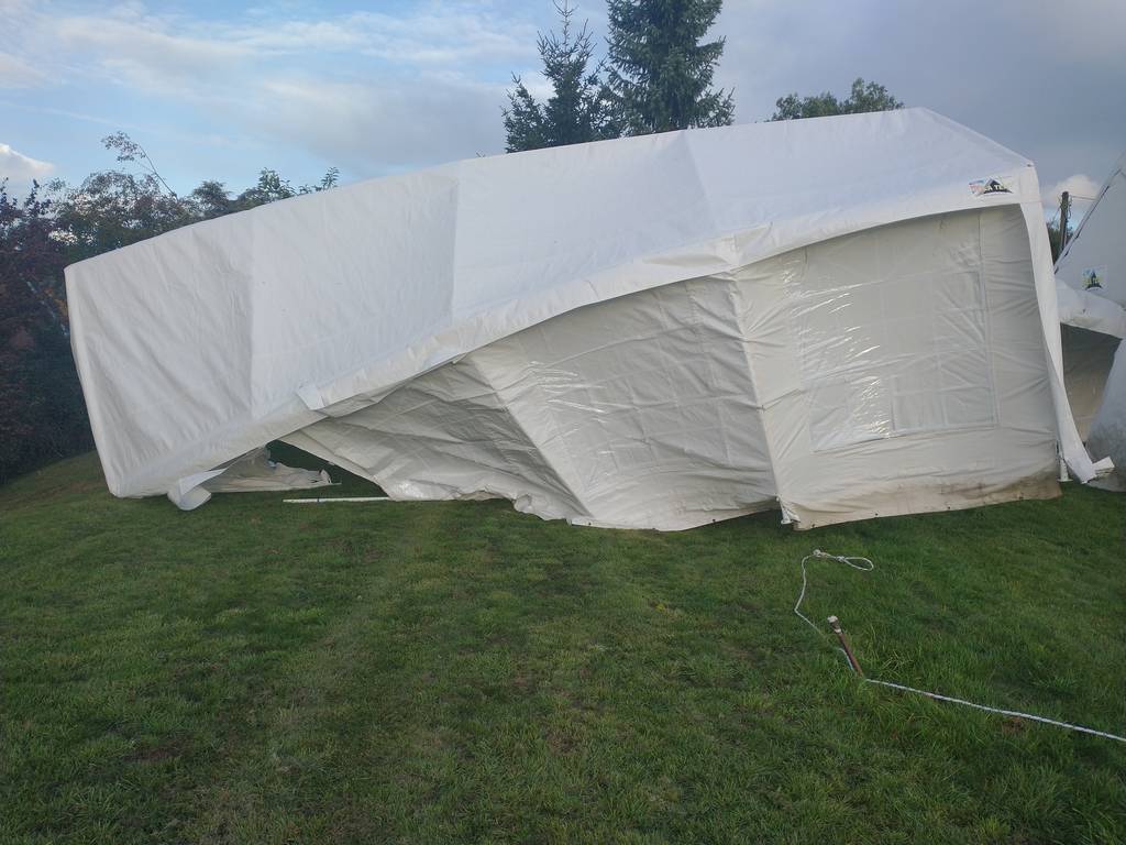 Marquee blown over